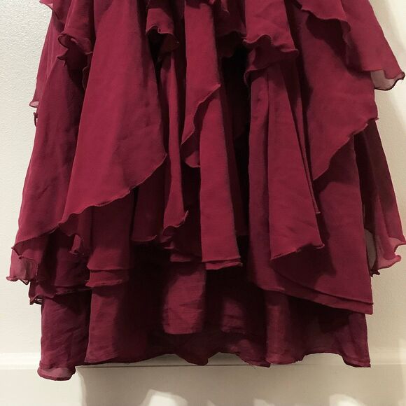 Vintage Maroon Bohemian Hippie Whimsygoth Romantic Dark Fairy Silk Maxi Dress OS - Picture 6 of 12